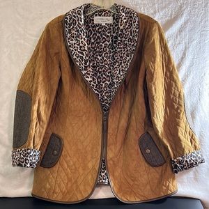 Woman’s Winter Coat Western Tasha Polizzi Quilted Faux Suede Patch Elbows/Pocket